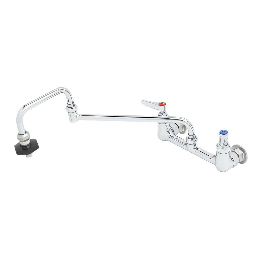 Product image #1 for T&S Brass Low-Lead Wall-Mount Pot Filler Faucet with 18-Inch Double-Jointed Nozzle, 8-Inch Centers