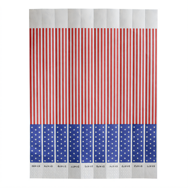 Product image #1 for Bar Maid American Flag Tyvek Tear-Free Sequentially Numbered Security Wristbands, 500-Pack