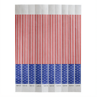 Bar Maid American Flag Tyvek Tear-Free Sequentially Numbered Security Wristbands, 500-Pack