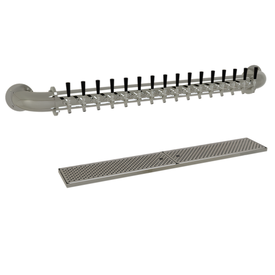 Product image #1 for Glastender 16-Faucet Pipe Wall Draft Dispensing Tower, Mirror Finish, Glycol-Cooled, Wall Mounted