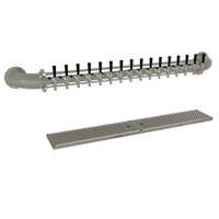 Glastender 16-Faucet Pipe Wall Draft Dispensing Tower, Mirror Finish, Glycol-Cooled, Wall Mounted
