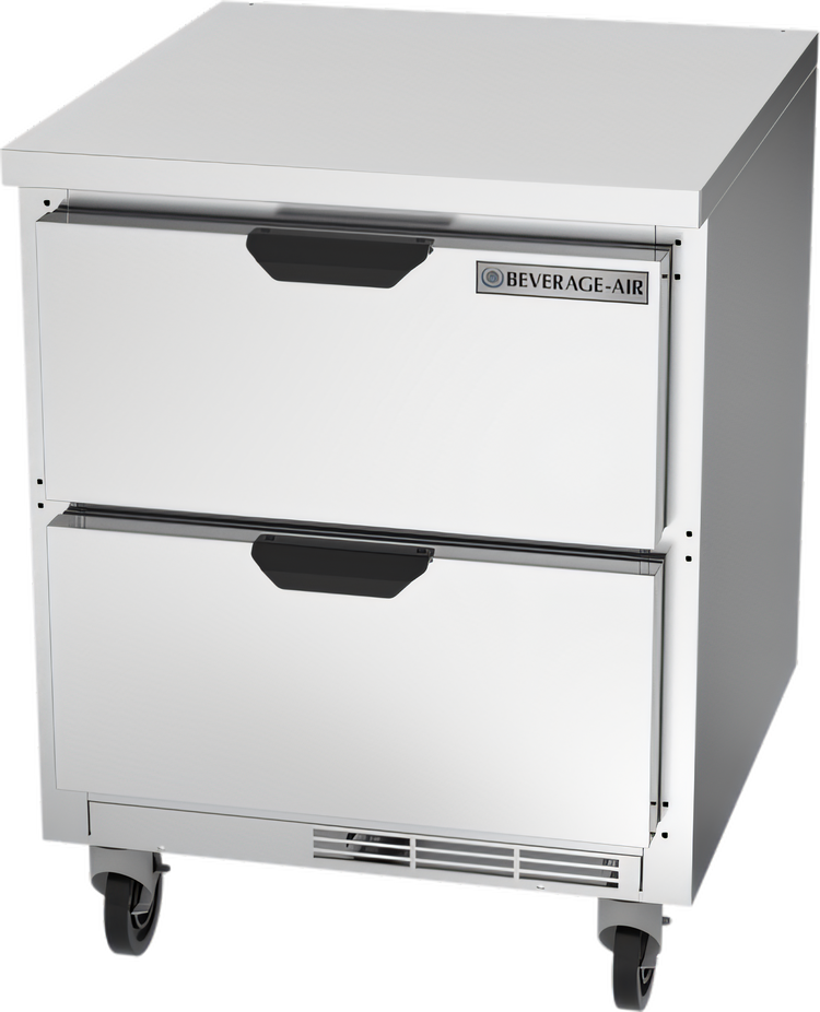 Product image #1 for Beverage-Air 27-Inch One-Section Worktop Refrigerator with 2 Drawers, Flat Top