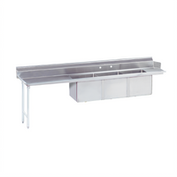 Advance Tabco 107-Inch Left-Drainboard 3-Compartment Sink Table, 16-Gauge 304 Stainless Steel Top, 18 x 24 x 14 Bowls