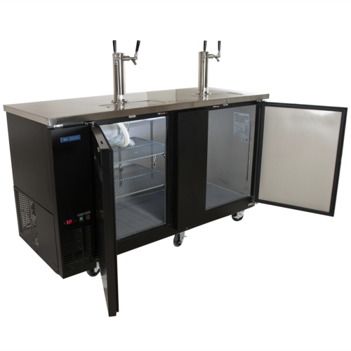 Product image #1 for BK Resources 70-Inch Draft Beer Cooler with 2 Doors, 2 Towers, and 2 Double-Head Taps