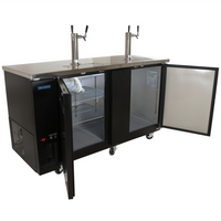 BK Resources 70-Inch Draft Beer Cooler with 2 Doors, 2 Towers, and 2 Double-Head Taps
