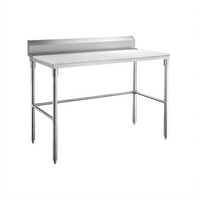 Sapphire 30-Inch x 30-Inch Stainless Steel Corner Work Table with 5-Inch Backsplash and Open Base