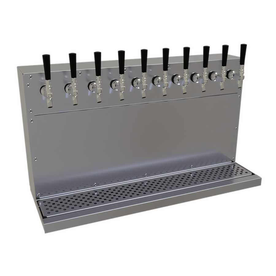 Product image #1 for Glastender 10-Faucet Wall Mount Air-Cooled Draft Dispensing Tower, Stainless Steel