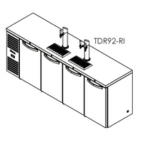 True Premier Bar TDR92-RI Four-Section Refrigerated Draft Bar Cooler, 92-Inch, Flat Top, Left-Side Self-Contained Refrigeration