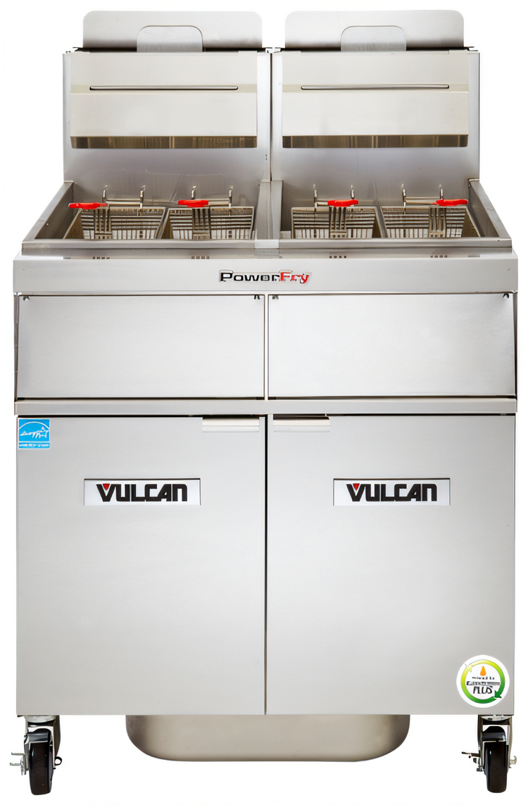 Product image #1 for Vulcan PowerFry3 High-Efficiency 3-Battery Gas Fryer, 45-50 lb. Vats, Digital Controls, KleenScreen PLUS Filtration