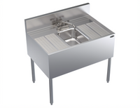Krowne Royal Series 36-Inch Wide x 24-Inch Deep One-Compartment Underbar Sink Unit with Dual Drainboards and Deck-Mount Faucet
