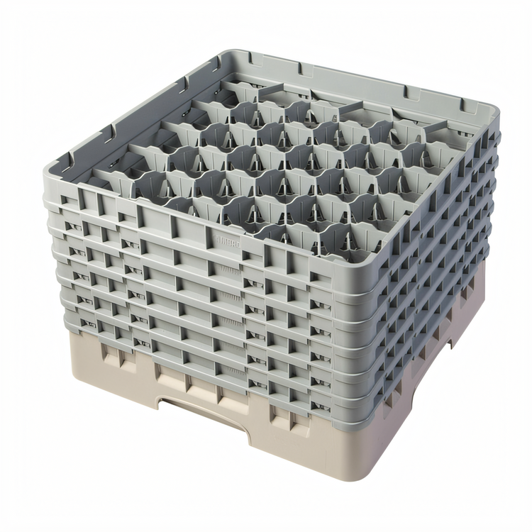 Product image #2 for Cambro Camrack® Full-Size 30-Compartment Glass Rack with 6 Extenders, Beige