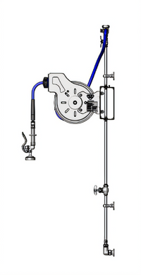 Open Stainless Steel Hose Reel System with 8-Inch Wall-Mount Faucet and 3/8-Inch x 15-Foot Hose