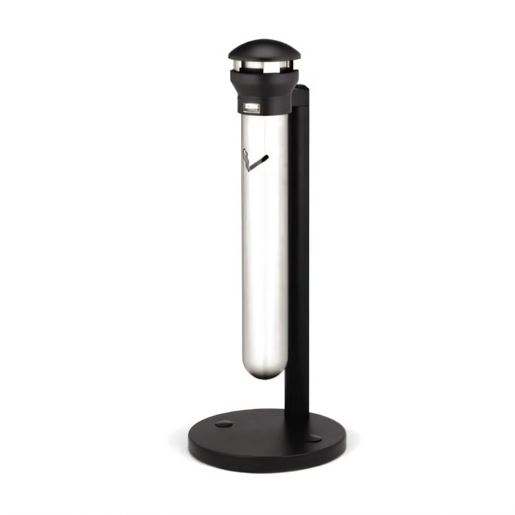 Product image #1 for Infinity Base-Mount Cigarette Receptacle with Domed Top, Stainless Steel/Black, 15-1/2 Inch W x 39-3/5 Inch H