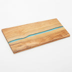 Thumbnail image #1 for American Metalcraft OWP18 Rectangular Olive Wood Serving Board with Blue Polyresin Accent, 18 x 10 x 5/8 Inch Case of 8