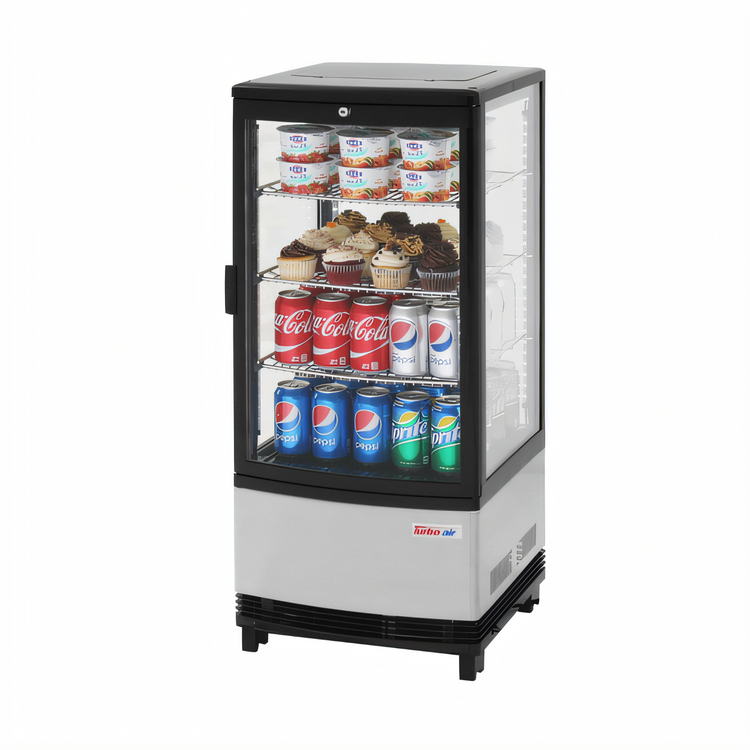Product image #1 for Turbo Air Diamond Glass Countertop Refrigerated Merchandiser, 3.0 Cu. Ft., 4-Sided Glass, Hinged Door, 115V