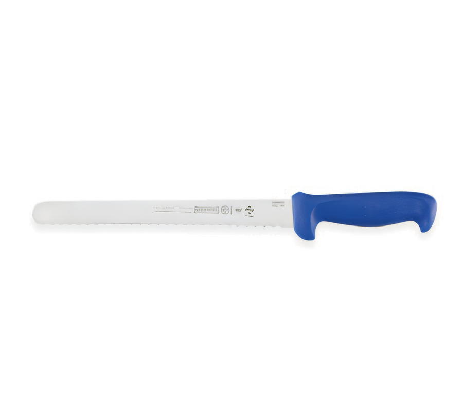 Product image #1 for Mundial Gourmet 10 Inch Serrated Slicing Knife with Blue Polypropylene Handle