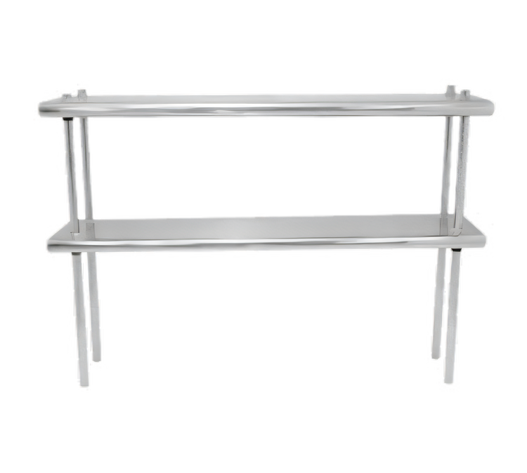 Product image #1 for Advance Tabco Table-Mounted Double Overshelf for Work Tables, 36 x 12 Inches, 18/430 Stainless Steel, 34-Inch Chrome Posts