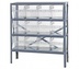Thumbnail image #1 for Quantum Heavy-Duty Stationary Wire Shelving Unit with 4 Shelves, 12 Clear Bins, 36 x 12 x 39 Inches