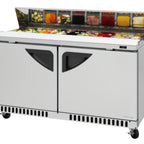 Thumbnail image #1 for Turbo Air Super Deluxe TST-60SD-FB-N 60-Inch Front-Breathing 2-Door Stainless Steel Sandwich/Salad Prep Table, 16-Pan, 14.8 Cu. Ft.
