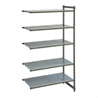 Thumbnail image #1 for Cambro Camshelving® Basics Plus CBA184884S5580 Solid Polymer Add-On Shelving Unit, 18 x 48 x 84 in, 5-Tier, Brushed Graphite