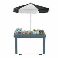 Cambro Camcruiser® CVC55 Vending Cart with 1 Full-Size Food Pan Well, Cutting Board, and 60-Inch Umbrella