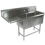 Thumbnail image #1 for John Boos Pro-Bowl 42PB1620-1D24L 14-Gauge 300 Series Stainless Steel 2-Compartment Sink with 24-Inch Left Drainboard