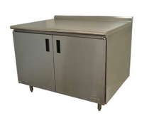 Advance Tabco Enclosed Work Table with Cabinet Base, Mid-Shelf and Hinged Doors, 96 x 24 Inch, 14 Gauge 304 Stainless Steel Top