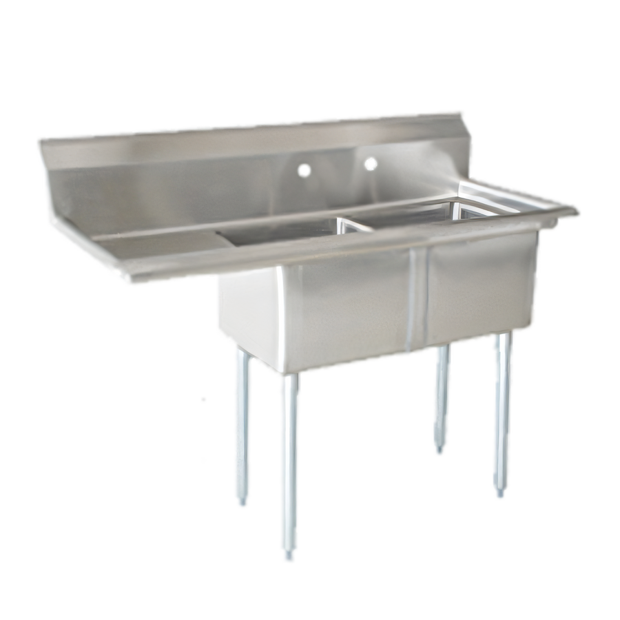 Product image #1 for 2-Compartment 18-Gauge 304 Stainless Steel Pot Sink with Left Drainboard and Galvanized Legs
