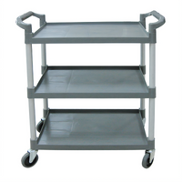 Gray Polypropylene Bussing Cart with 3 Tray Shelves and 330.6 lb Capacity
