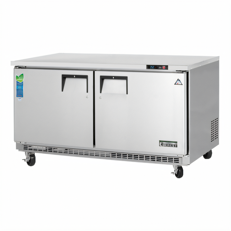 Product image #1 for Everest Refrigeration ETBWR2 Two-Section Undercounter/Worktop Refrigerator, 18 Cu. Ft., Rear-Mounted Self-Contained R290, Stainless Steel