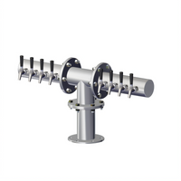 Perlick 4061-6 T-Shape Countertop Glycol-Cooled 6-Faucet Brew Pipe Tower