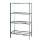 Thumbnail image #1 for Quantum WR74-2460P 60"W x 24"D x 74"H Green Epoxy Wire Shelving Starter Unit, 4 Shelves, Stationary