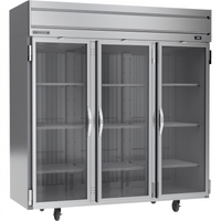 Beverage-Air Horizon Series HF3HC-1G Three-Section Glass Door Reach-In Freezer, 69.1 Cu. Ft., Top-Mounted Self-Contained