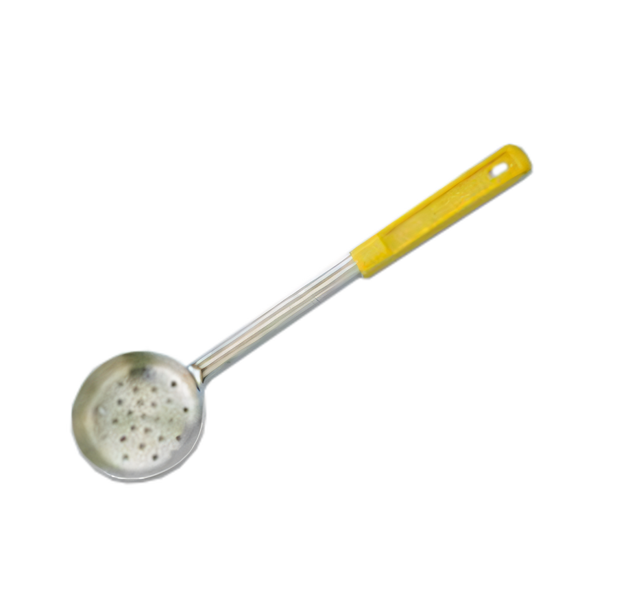 Product image #1 for American Metalcraft 5 oz Perforated Portion Control Serving Spoon with 10-3/4 Inch Yellow Bakelite Handle