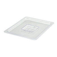 Winco Poly-Ware Clear 1/2 Size Solid Polycarbonate Food Pan Cover with Handle