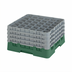 Thumbnail image #2 for Cambro Camrack Full Size Low-Profile 36-Compartment Glass Rack with 4 Soft Gray Extenders, Sherwood Green