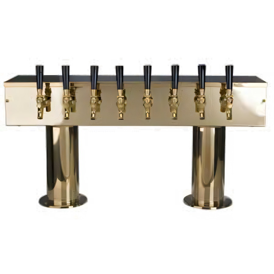 Product image #1 for Double Pedestal Countertop Glycol-Cooled Draft Beer Tower with 8 Faucets and PVD Brass Finish