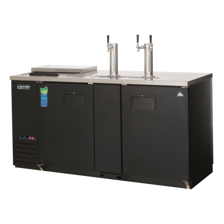 Product image #1 for Everest Refrigeration Two-Section Club Top Direct Draw Keg Refrigerator with 2 Draft Towers, 24 Cu. Ft., 3 Half-Barrel Kegs, 68-Inch Wide