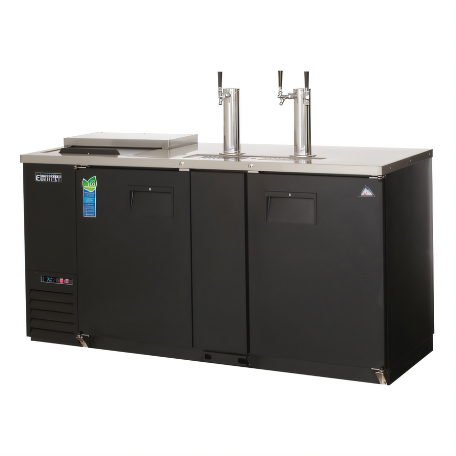Product image #1 for Everest Refrigeration Two-Section Club Top Direct Draw Keg Refrigerator with 2 Draft Towers, 24 Cu. Ft., 3 Half-Barrel Kegs, 68-Inch Wide