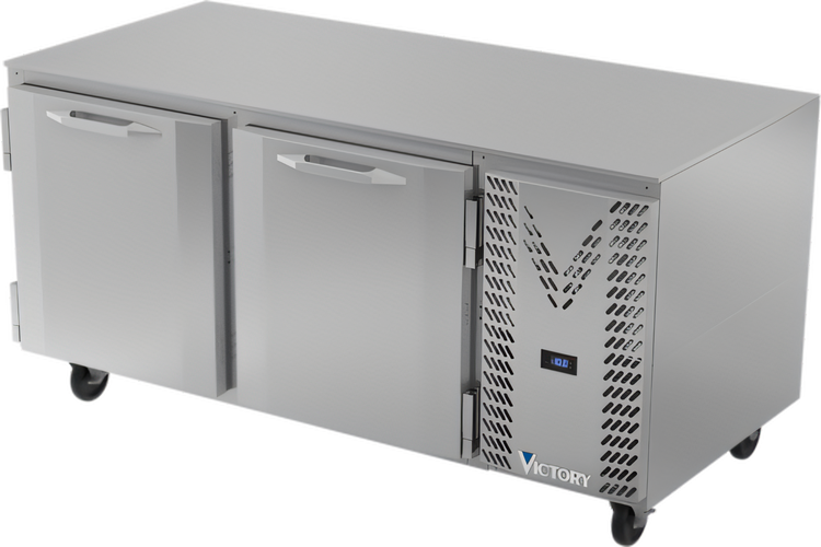 Product image #1 for Victory Refrigeration VUF67HC Two-Section Undercounter Freezer, 67-1/8 Inch Wide, Side-Mounted Self-Contained Refrigeration