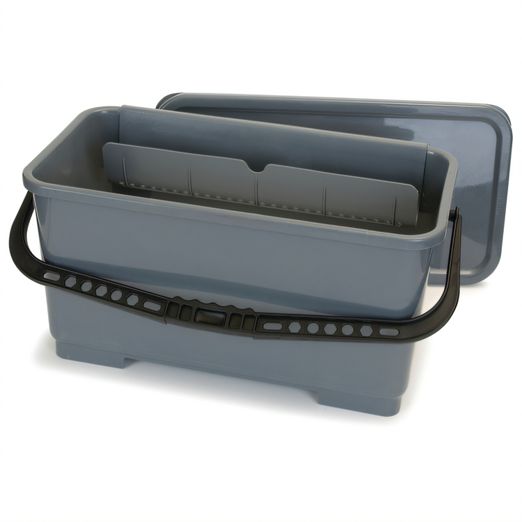 Product image #1 for Rectangular Microfiber & Squeegee Bucket, 6 Gallon, Gray