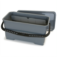 Rectangular Microfiber & Squeegee Bucket, 6 Gallon, Gray