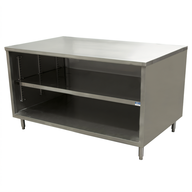 Product image #1 for BK Resources CST-3660 60 In. x 36 In. Stainless Steel Chef Table with Open Front Cabinet Base