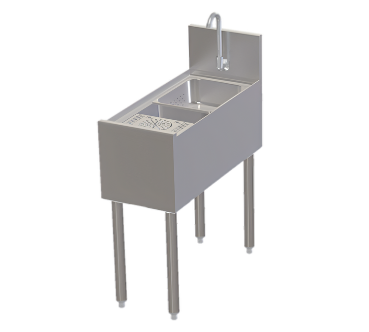 Product image #1 for Perlick Tobin Ellis Signature 12-Inch Freestanding Single-Bowl Underbar Utility Sink with Glass Rinser and 6-Inch Backsplash
