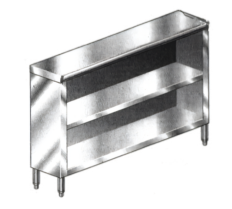 Product image #1 for Klinger's Trading DC1572 72-Inch Stainless Steel Dish Cabinet with Open Base and Mid-Shelf