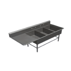 Thumbnail image #1 for John Boos Pro-Bowl 3PB2028-1D20L 3-Compartment 16-Gauge Stainless Steel Bakery Sink with Left Drainboard and 10" Backsplash