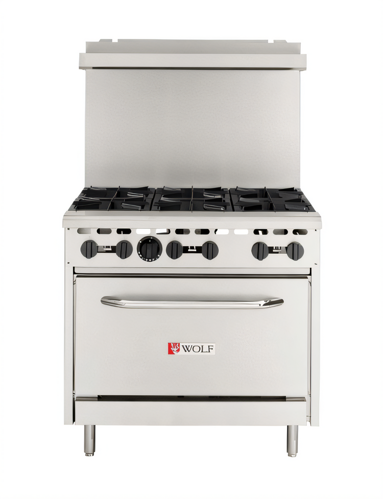 Product image #1 for Wolf WX36-6BN WX Series 36-Inch Natural Gas Commercial Range with 6 Open Burners and Standard Oven