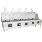Thumbnail image #1 for Town Equipment MasterRange MF-5-STD Five-Chamber Gas Wok Range with Flue, Swing Faucets, Brick-Lined Chambers and Knee Lever Controls
