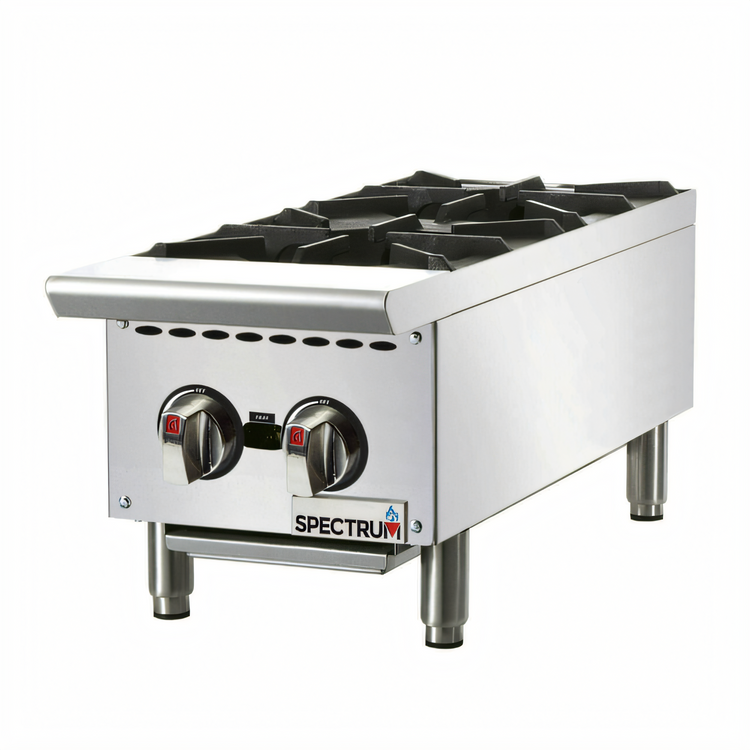 Product image #1 for Winco Spectrum 12-Inch Countertop Natural Gas Hot Plate with 2 Open Burners, 50,000 BTU