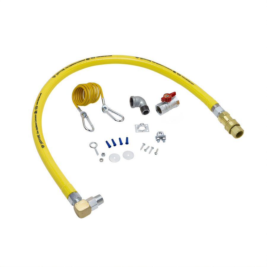 Product image #1 for T&S Brass 60-Inch Coated Gas Appliance Connector Hose with 3/4-Inch NPT Male/Female Connections and Restraining Cable